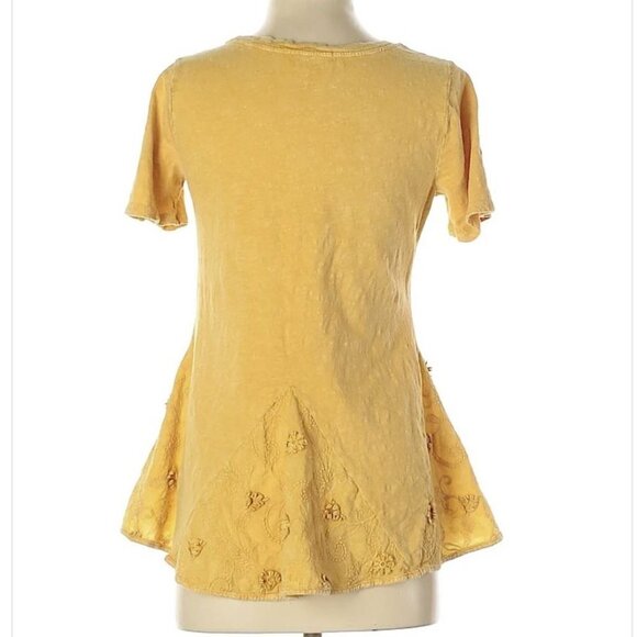 Eri + Ali Peplum Embroidered Short Sleeve Top Sm - Picture 2 of 5